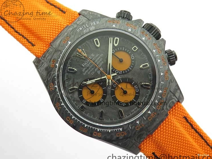 MiroTime 0321 Daytona DIW Carbon Noob 1:1 Best Edition Black Orange Dial on Orange Nylon Strap SA TopPick 2586